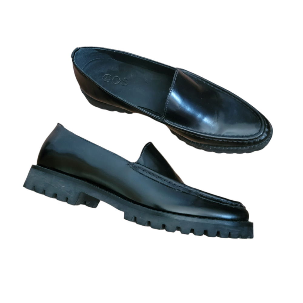 COS Black Patent Leather Lugged Sole Loafers Size 8
